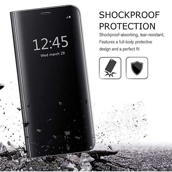 Huawei P30 Pro Smart Flip Case Clear View Standing V2 Rocket Svart