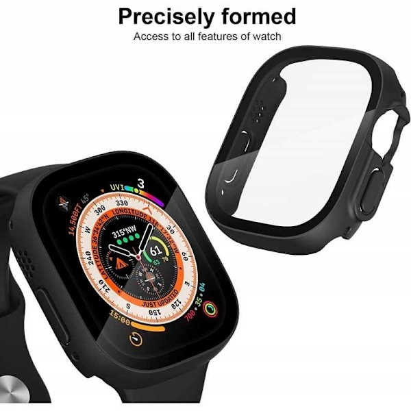 2-PACK Apple Watch Ultra 1/2 (49mm) Stötdämpande Skal 9H Härdat Glas 2in1 Svart