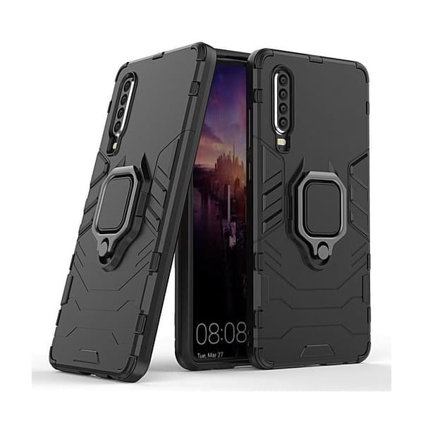 Huawei P30 iskunkestävä kotelo ThinArmor® sormustelineellä Black