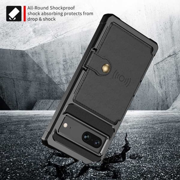 Pixel 7 Iskunkestävä Premium-kansi, 4-LOKESTO Solid V3 RFID Black