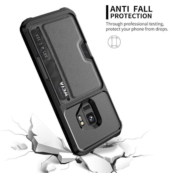 Samsung S9 Iskunkestävä kansi korttilokerolla Solid V2 Black
