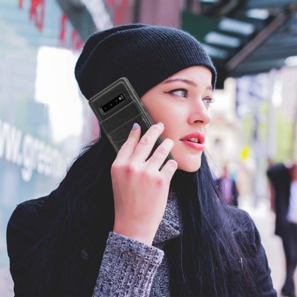 Samsung S10e Mobile Cover Card Holder 4-SLOT Retro V3 Svart