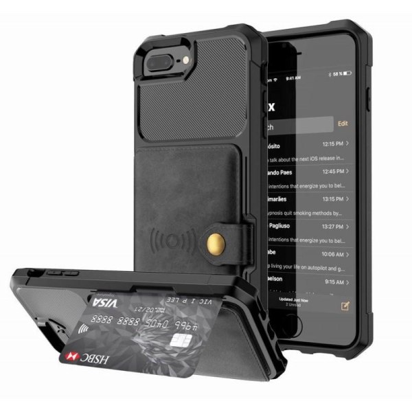 iPhone 8 Plus Stöttåligt Premium Skal 4-FACK Solid V3 Svart