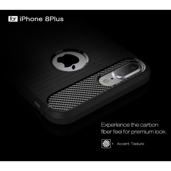 iPhone 8 Plus iskunkestävä iskuja vaimentava SlimCarbon-kuori Black