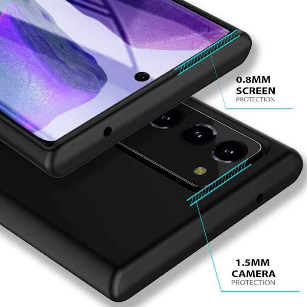 Samsung Note 20 Gummibelagd Mattsvart Silikon Skal Svart