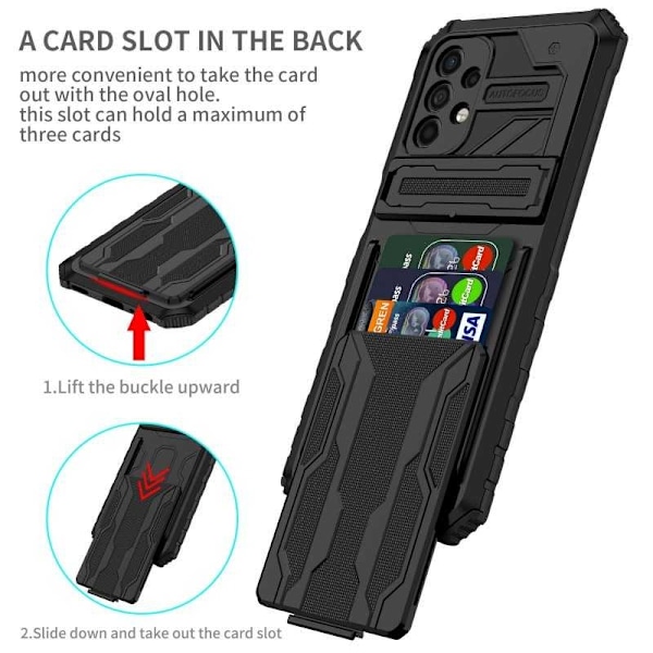 Samsung A32 5G Stöttåligt Skal Kickstand & Kortfack ThinArmor V3 Svart