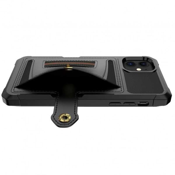 iPhone 12 Mini Stöttåligt Skal med Kortfack Solid V5 Svart