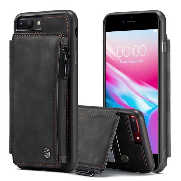 iPhone 7 Plus -suojuskorttipidike ja vetoketju 5-FACK CaseMe Flippr Black