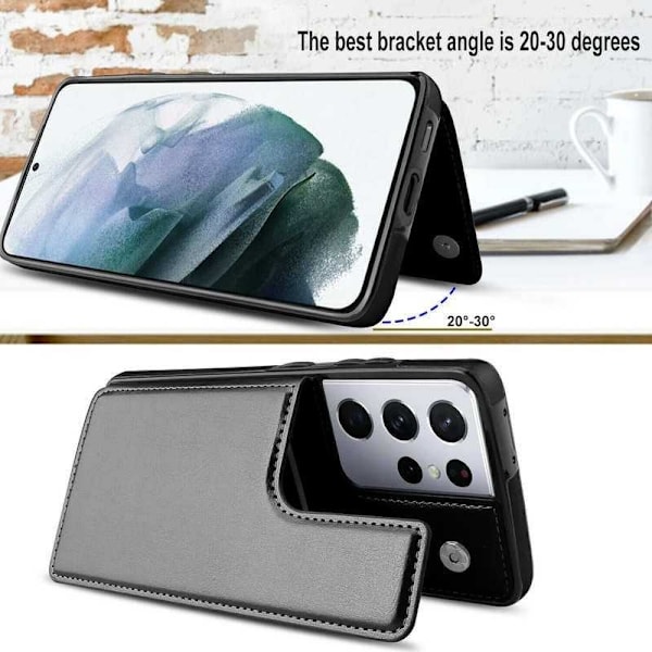 Samsung S22 Ultra Shockproof Cover Card Holder 3-SLOT Flippr Black