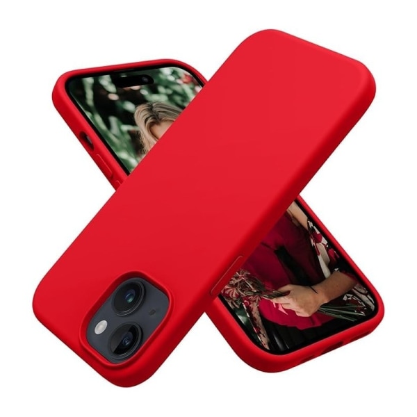 Gummibelagt Stöttåligt Skal iPhone 15 - Röd