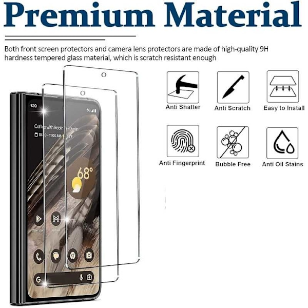 Google Pixel Fold Hærdet glas 0,26mm 2,5D 9H Transparent