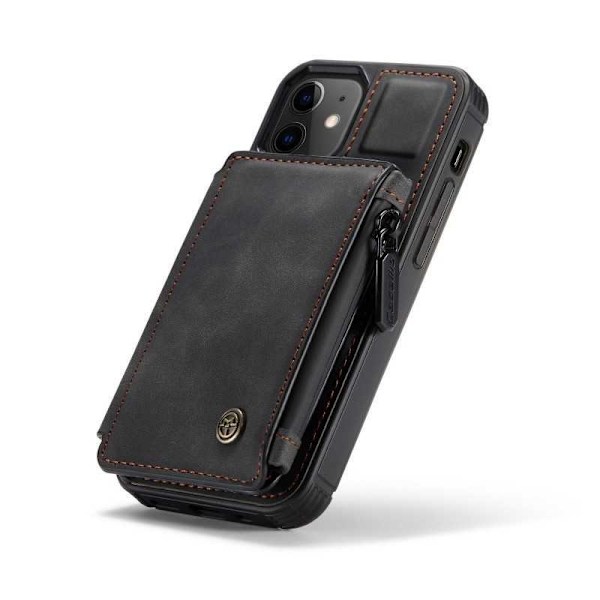 iPhone 13 -kotelon korttipidike ja vetoketju 4-POCKET CaseMe Flippr Black