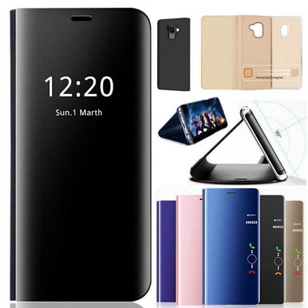 Samsung A7 2018 Smart Flipfodral Clear View Standing V2 Rocket Svart