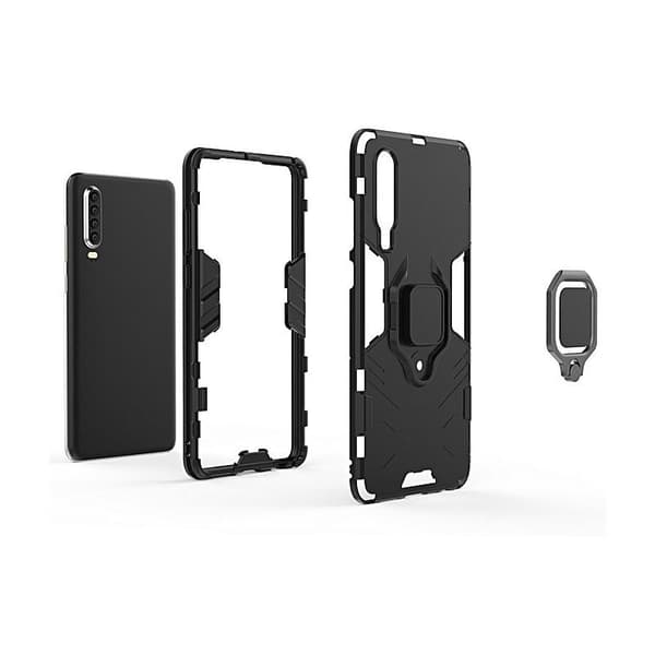 Huawei P30 iskunkestävä kotelo ThinArmor® sormustelineellä Black