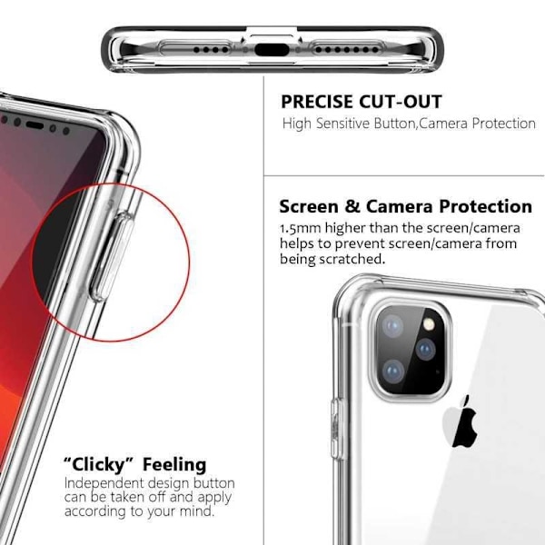 360° täysin peittävä silikonikotelo iPhone 11 Prolle Transparent