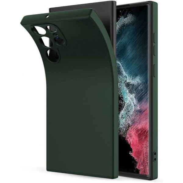 Samsung S23 Ultra Gummibelagd Mattgrönt Skal Kameraskydd Liquid - Grön