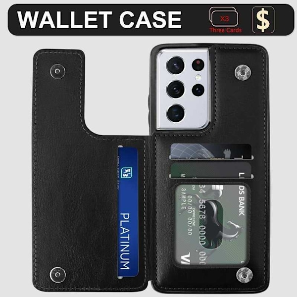 Samsung S22 Ultra Shockproof Cover Card Holder 3-SLOT Flippr Black