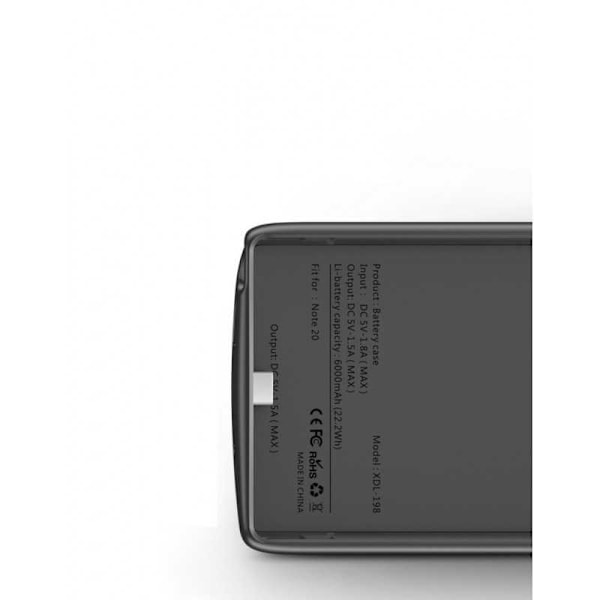 Samsung Note 20 Stöttåligt Batteriskal Titan V2 6000mAh Svart