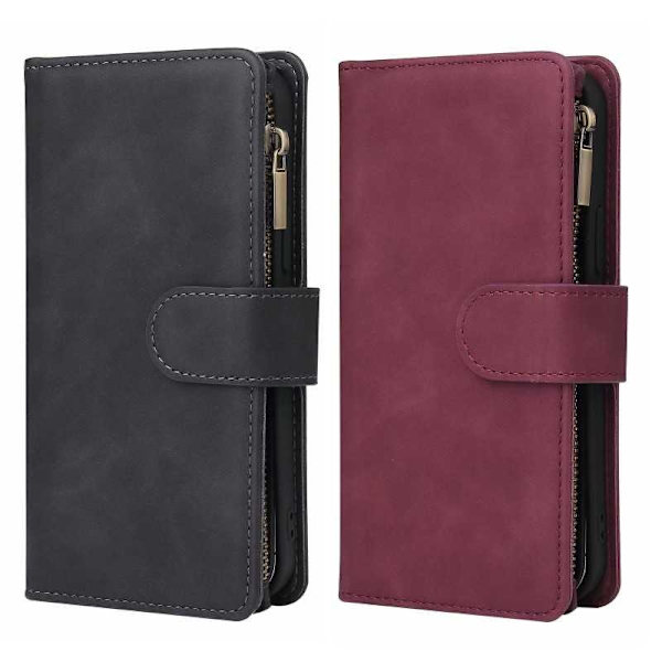 iPhone 11 Multifunktionellt Plånboksfodral Zipper 8-Fack Svart
