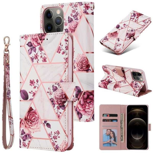 iPhone 12 Pro Max Trendigt Plånboksfodral Sparkle 4-FACK Rosa
