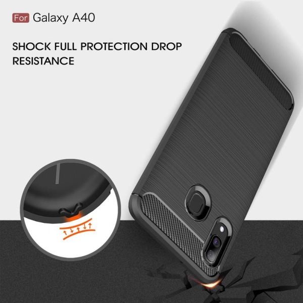 Samsung A40 Iskunkestävä Iskunvaimennuskuori SlimCarbon Black