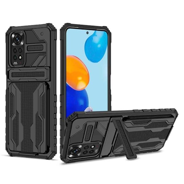 Xiaomi Redmi Note 11 / 11S Stöttåligt Skal Kickstand & Kortfack ThinArmor V3 Svart