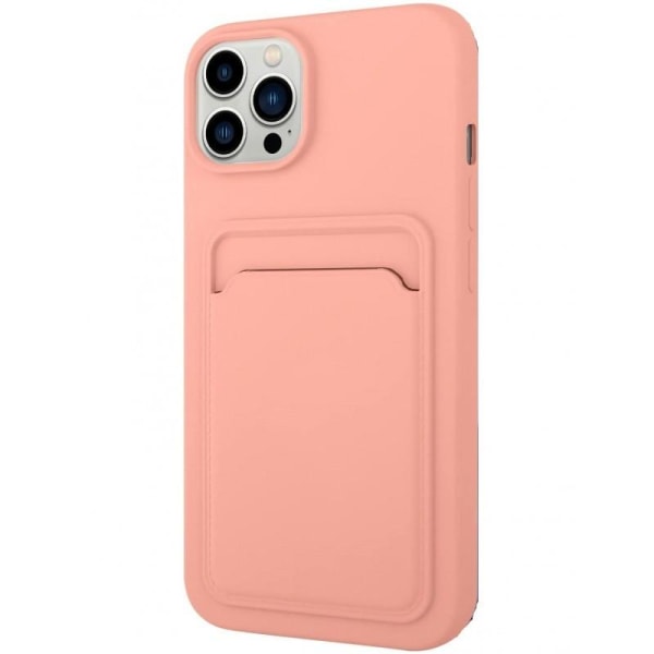 iPhone 14 Pro Gummiert Støtsikker Veske med Kortrom Liquid Rosa