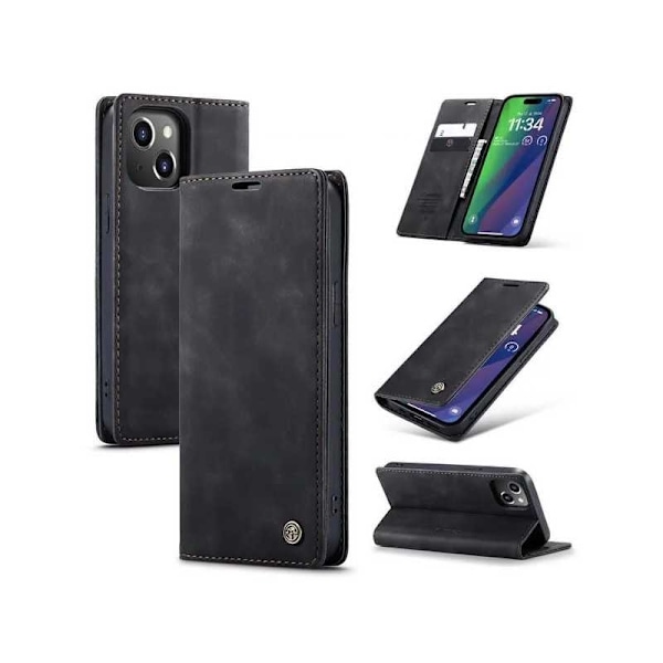 iPhone 15 Elegant Flip Case CaseMe 3-FACK Black