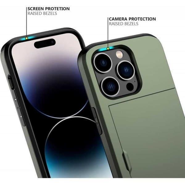 iPhone 16 Plus Stöttåligt Skal Kortfack StreetWise - Grön