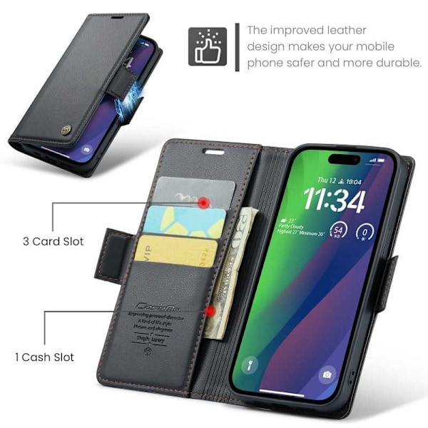 CaseMe Skin Pro Fodral iPhone 15 Svart