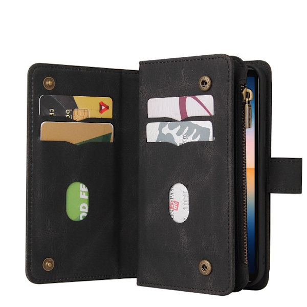 Xperia 1 IV Multifunktionellt Plånboksfodral Zip 13-Fack Svart