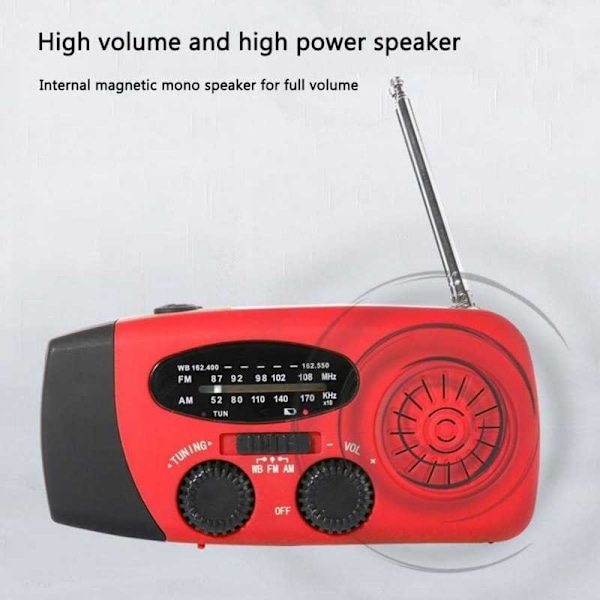 Vevradio med Solceller Ficklampa - 1200mAh Powerbank Grön