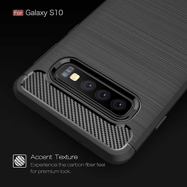 Samsung S10 Plus Stöttåligt Stötdämpande Skal SlimCarbon Svart
