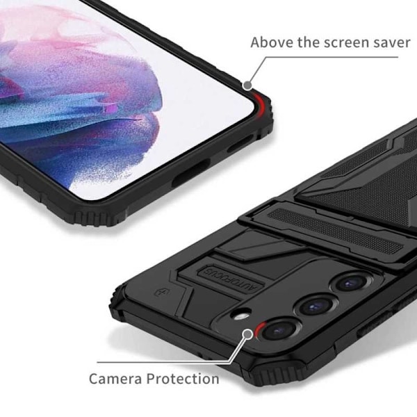 Samsung S21 FE Slagfast Shell Kickstand & Card Compartment ThinArmor V3 Black