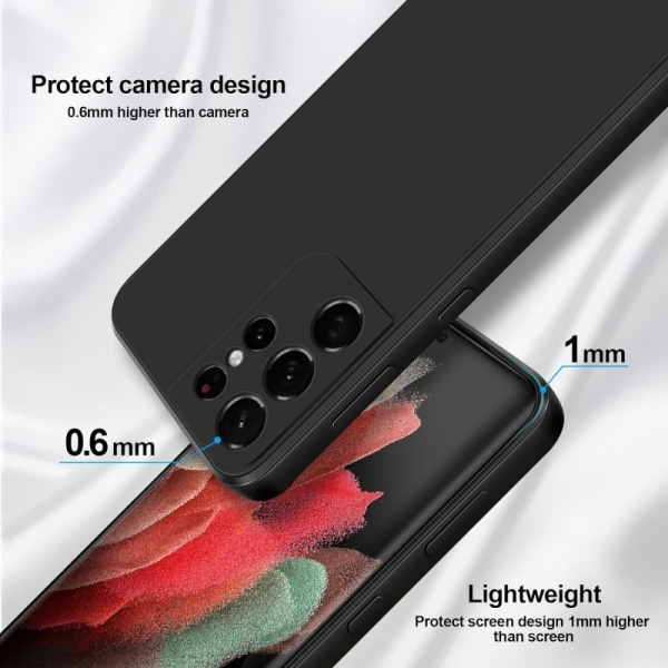 Samsung S21 Ultra Gummibelagd Mattsvart Skal Kameraskydd Liquid