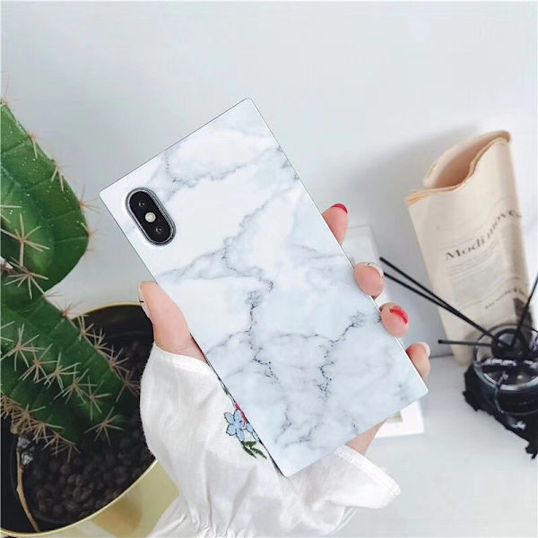 iPhone X / XS Tyylikäs Marble Shell Square Svart