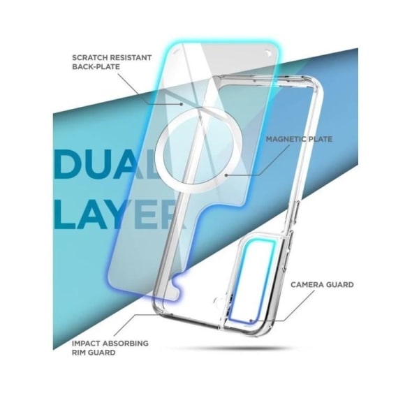 Samsung S22 läpinäkyvä iskunvaimenninkotelo, MagSafe-yhteensopiv Transparent