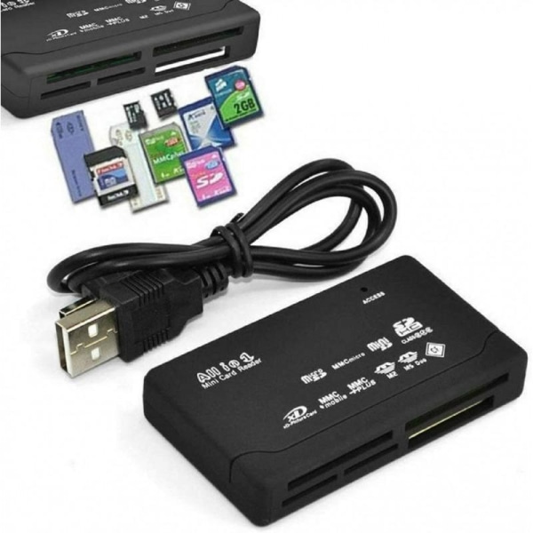 USB High Speed All in One Mini -muistikortinlukija CF SD MS SDHC:lle jne. Black