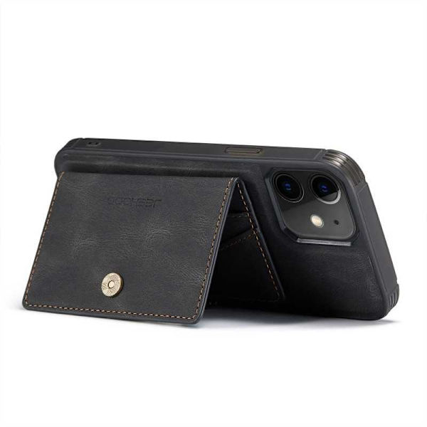 iPhone 12 Mini stødsikker etui med magnetisk kortholder JeeHood Black