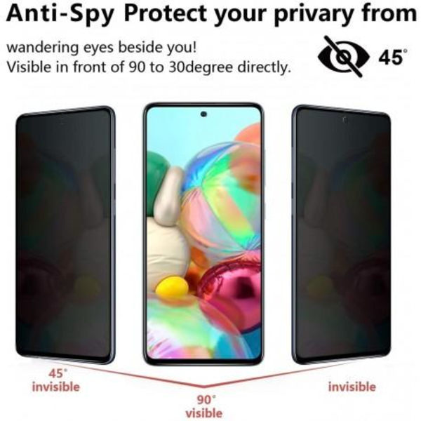 Samsung A72 5G Privacy Hærdet glas 0,26 mm 2,5D 9H Transparent