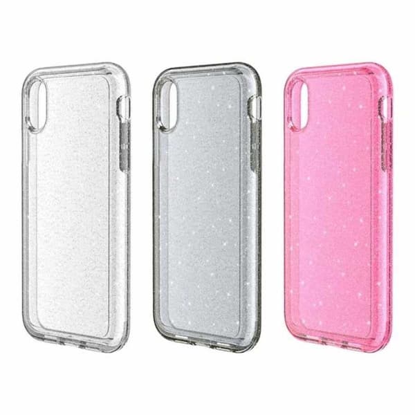 iPhone XR Iskunvaimennin matkapuhelinkotelo Sparkle Silver