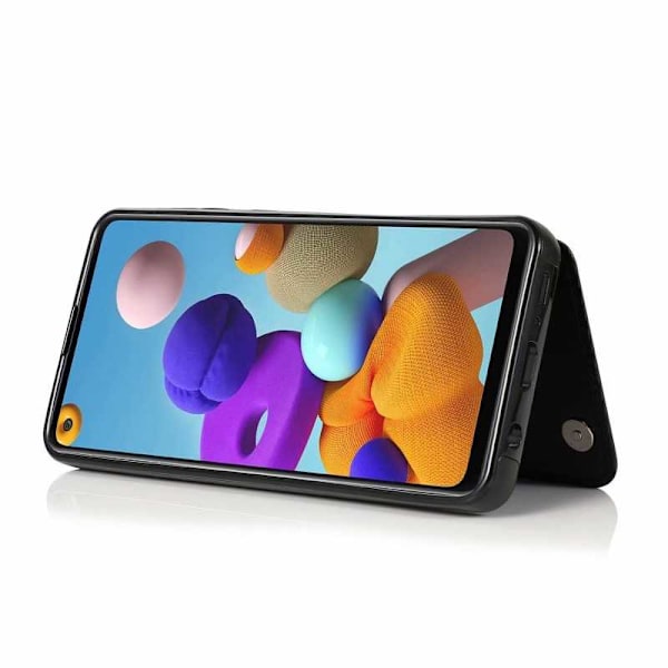 Samsung A21S Iskunkestävä kotelo, 3-taskuinen Flippr Black