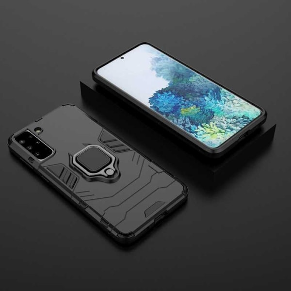 Samsung S21 Plus Stöttåligt Skal med Ringhållare ThinArmor Svart
