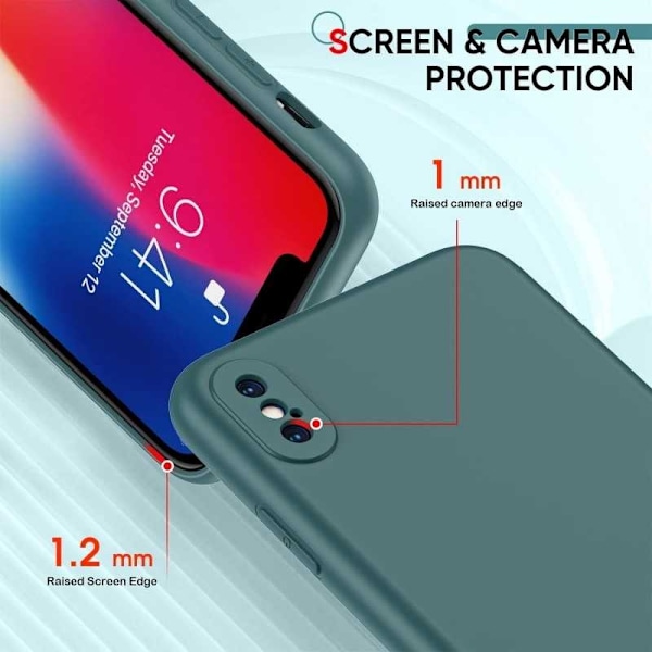 iPhone XS / X Gummibelagd Mattgrönt Skal Kameraskydd Liquid - Grön