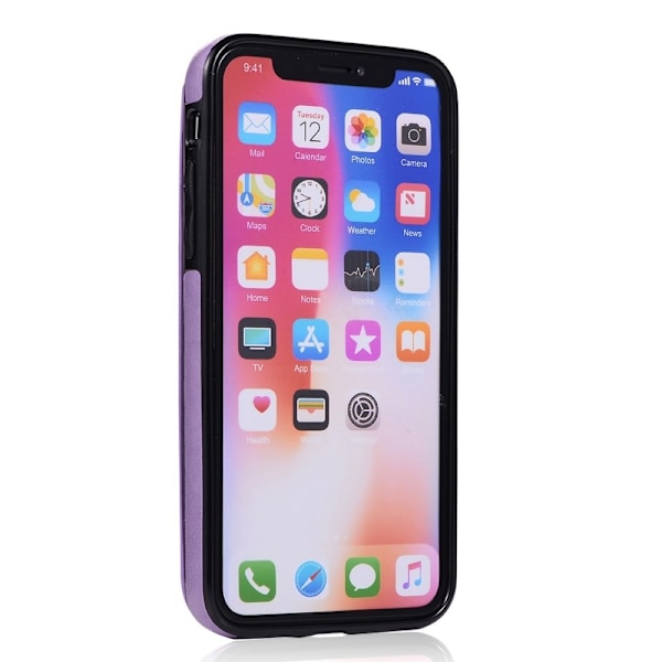 iPhone X / XS Stöttåligt Skal Korthållare 3-FACK Flippr V2 - Lila