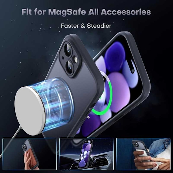 3in1 komplet iPhone 12 stødabsorberende etui MagSafe-kompatibel - Sort