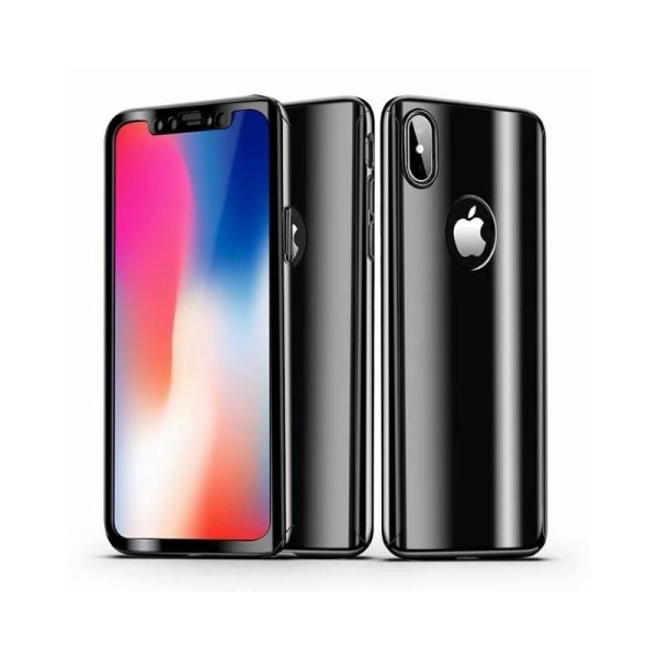 iPhone XS Max 360 ° 3in1 FullCover Cover V2 + 0.26mm 9H Glass Svart