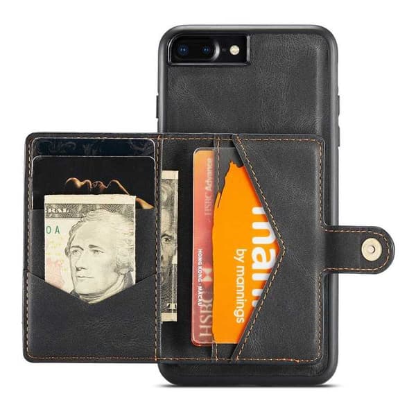 iPhone 8 Plus iskunkestävä kotelo magneettisella korttitelineellä JeeHood Black