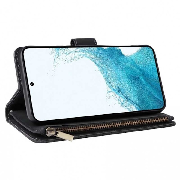 Samsung A34 5G Multifunktionellt Plånboksfodral Zipper 8-Fack Svart