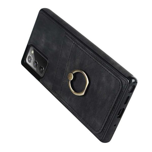 Samsung Note 20 Mobilskal med Korthållare Retro V4 Svart
